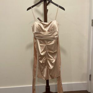 Jump Apparel Cream Sexy Silk Cocktail Dress, US Size 7/8